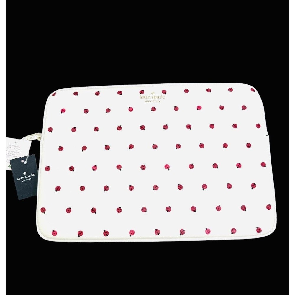 Kate Spade Staci Laptop Sleeve - Ladybug Print RED White AUTHENTIC bag NWT I-224